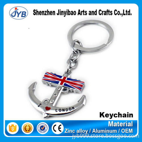 High quality Hot sale 3D custom logo metal anchor shape keychain